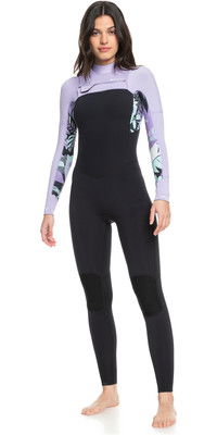 2024 Roxy Womens Swell Series 4/3mm Chest Zip Wetsuit ERJW103125 - Anthracite Splash